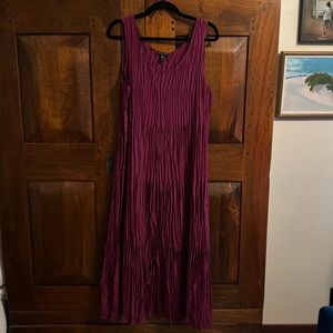 Eileen fisher dark pink crushed silk tiered dress size XL, barely worn